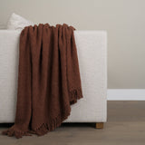 Kambal Mahogany Woven Cotton Throw Blanket by Mercana at Eve Furniture