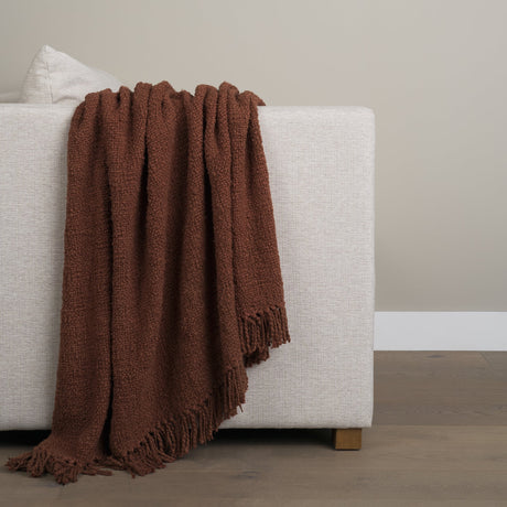 Kambal Mahogany Woven Cotton Throw Blanket by Mercana at Eve Furniture
