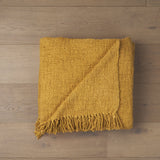 Kambal Mustard Woven Cotton Throw Blanket by Mercana at Eve Furniture