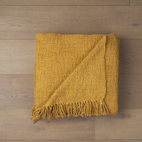 Kambal Mustard Woven Cotton Throw Blanket by Mercana at Eve Furniture