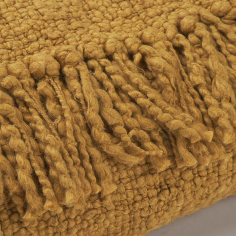 Kambal Mustard Woven Cotton Throw Blanket by Mercana at Eve Furniture