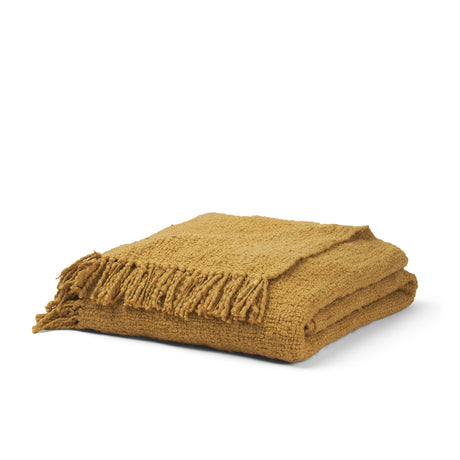 Kambal Mustard Woven Cotton Throw Blanket by Mercana at Eve Furniture