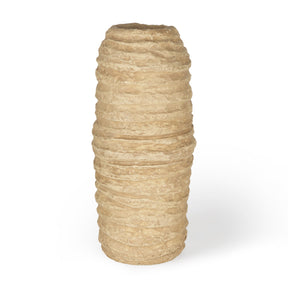 Kamli Large Beige Paper Mache Vase by Mercana at Eve Furniture