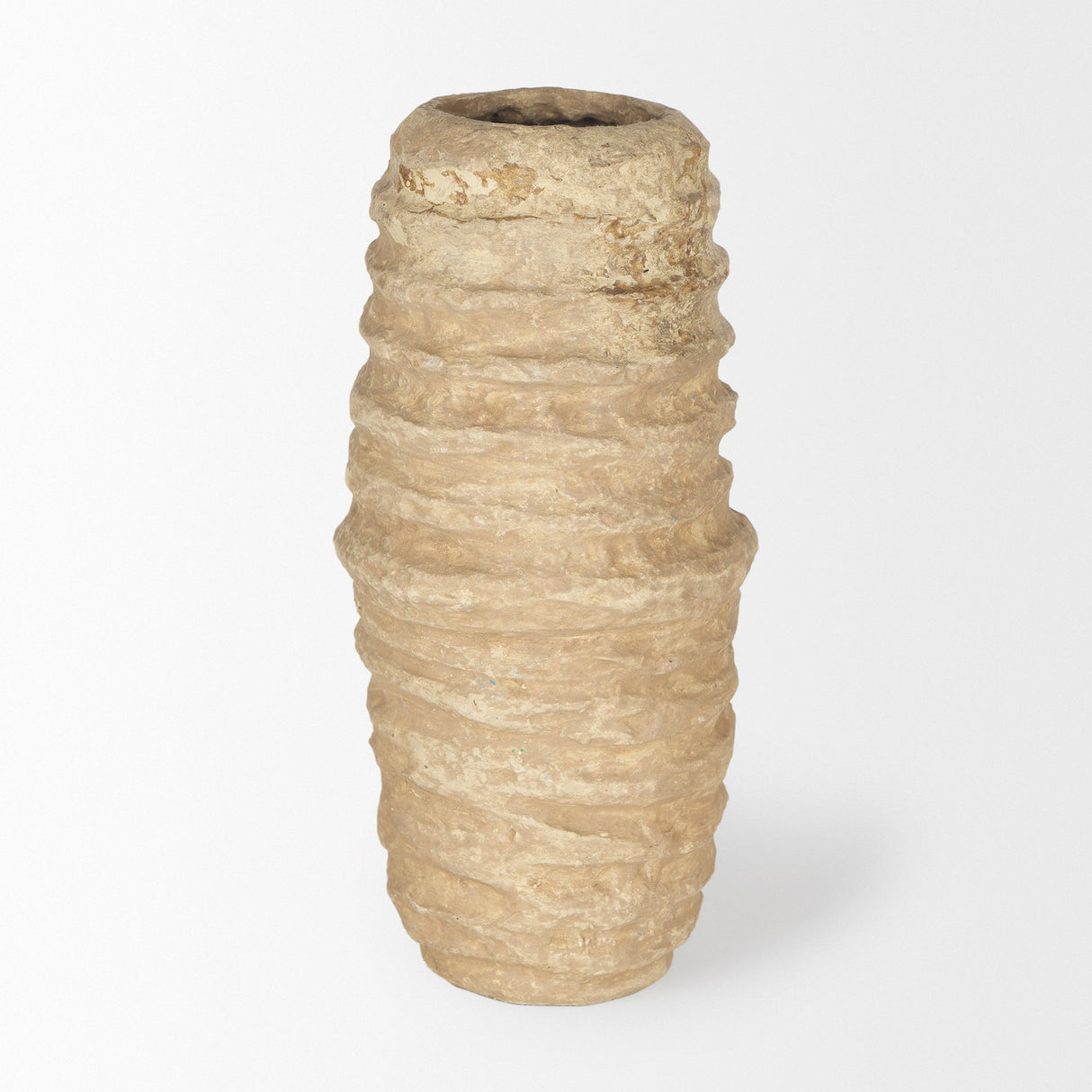 Kamli Small Beige Paper Mache Vase by Mercana at Eve Furniture