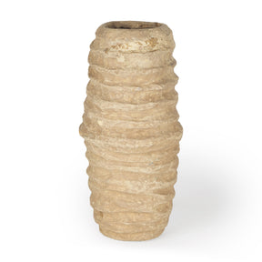Kamli Small Beige Paper Mache Vase by Mercana at Eve Furniture