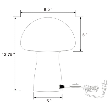 Kanaby White Mushroom Shaped Glass Bedside Table Lamp by Coaster at Eve Furniture