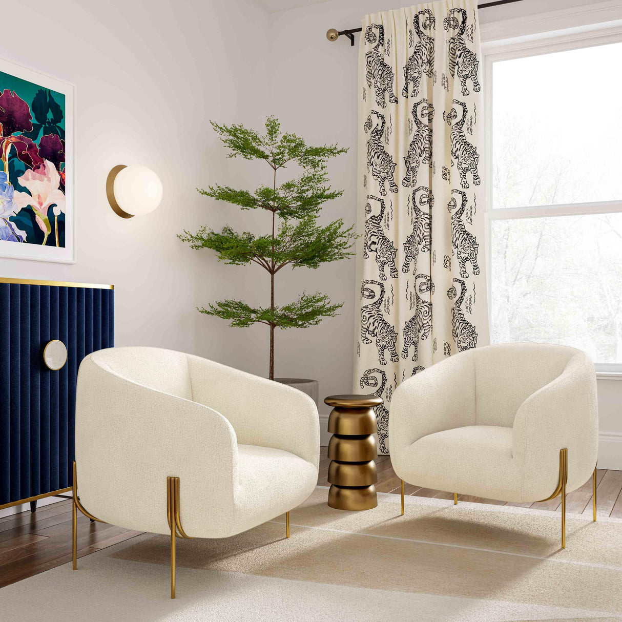 Kandra Cream Shearling Accent Chair by Inspire Me! Home Decor by TOV Furniture at Eve Furniture