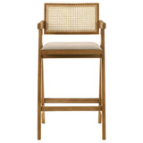 Kane Back and Light Walnut Solid Wood Bar Stool with Woven Rattan Upholstered Seat (Set of 2) by Coaster at Eve Furniture
