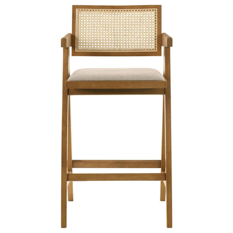 Kane Back and Light Walnut Solid Wood Bar Stool with Woven Rattan Upholstered Seat (Set of 2) by Coaster at Eve Furniture
