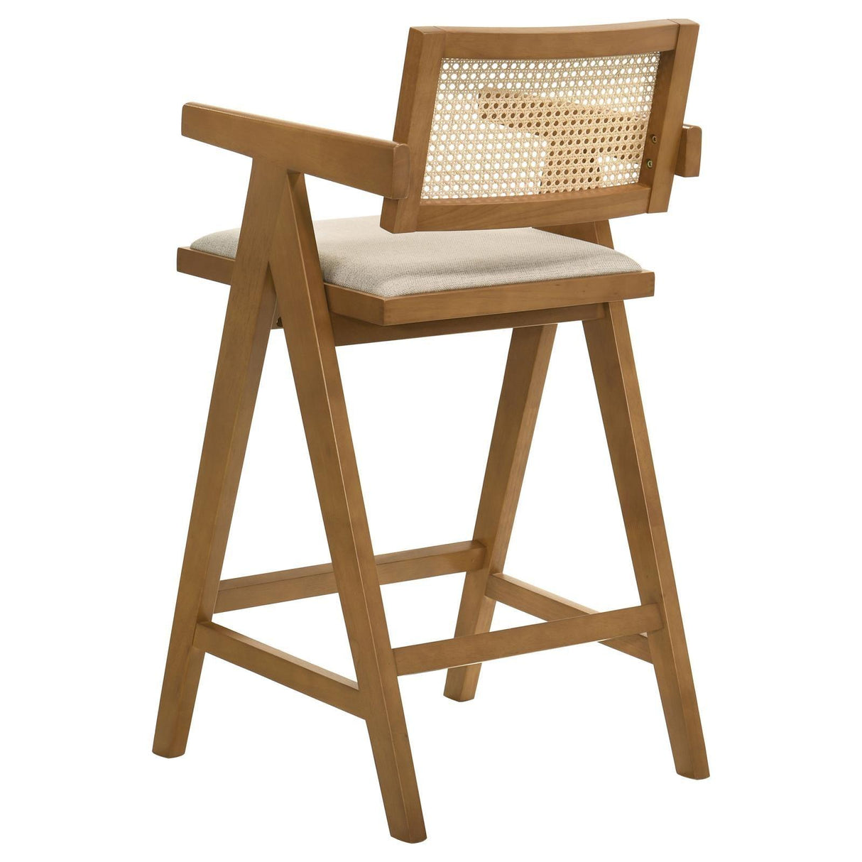 Kane Back and Light Walnut Solid Wood Bar Stool with Woven Rattan Upholstered Seat (Set of 2) by Coaster at Eve Furniture