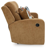 Kanlow Honey Manual Reclining Loveseat with Console by Ashley at Eve Furniture