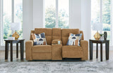 Kanlow Honey Manual Reclining Loveseat with Console by Ashley at Eve Furniture