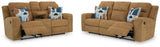 Kanlow Honey Manual Reclining Sofa and Loveseat by Ashley at Eve Furniture