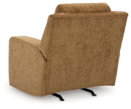 Kanlow Honey Manual Rocker Recliner by Ashley at Eve Furniture