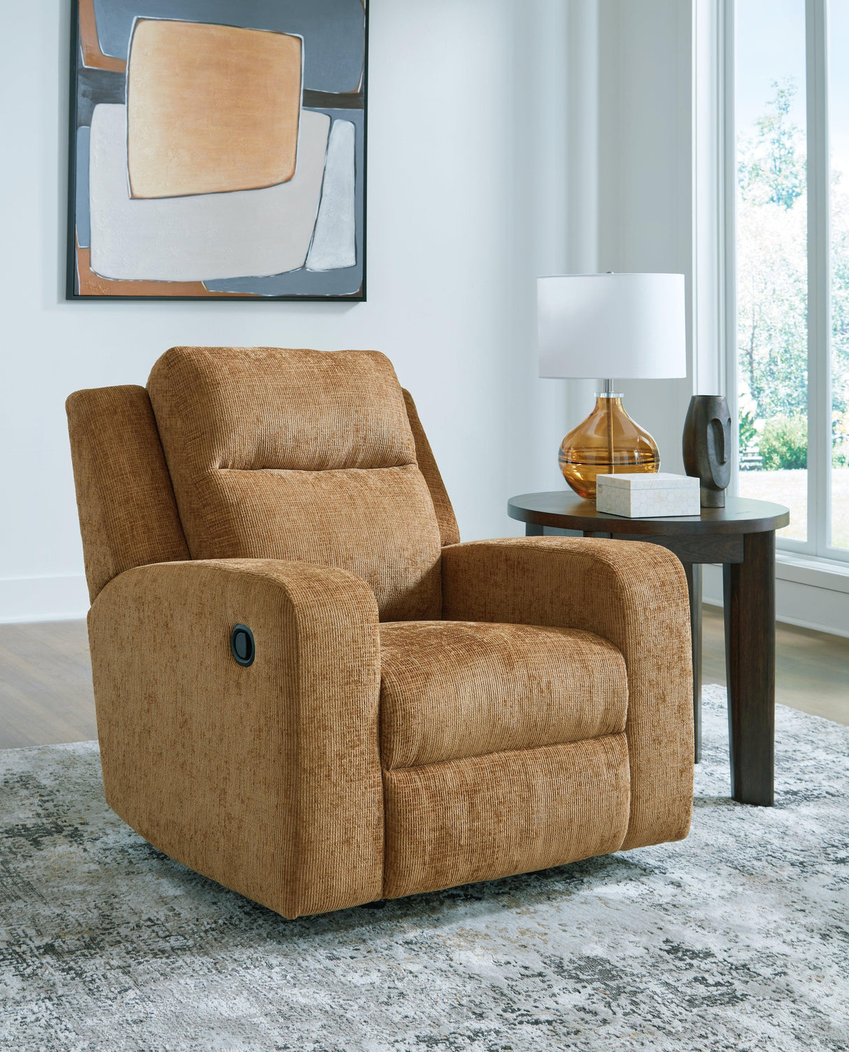 Kanlow Honey Manual Rocker Recliner by Ashley at Eve Furniture