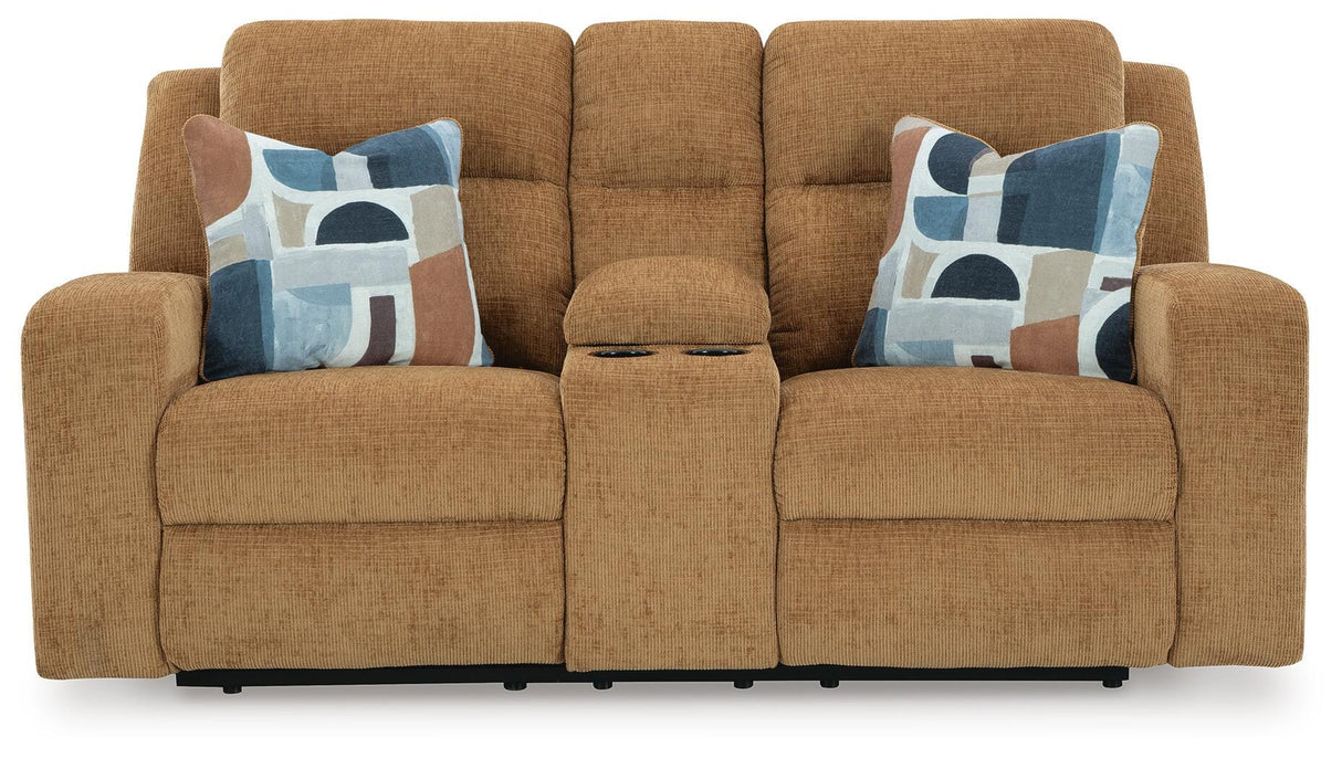 Kanlow Honey Reclining Living Room Set by Ashley at Eve Furniture