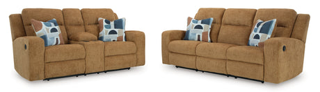 Kanlow Honey Reclining Living Room Set by Ashley at Eve Furniture