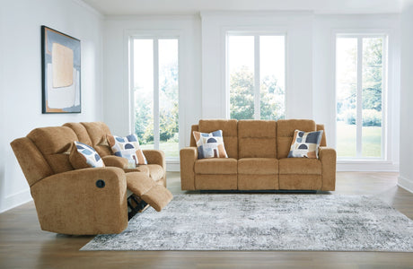 Kanlow Honey Reclining Living Room Set by Ashley at Eve Furniture