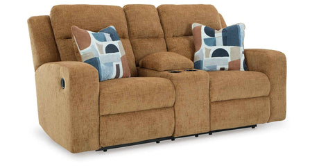 Kanlow Honey Reclining Sofa and Loveseat by Ashley at Eve Furniture