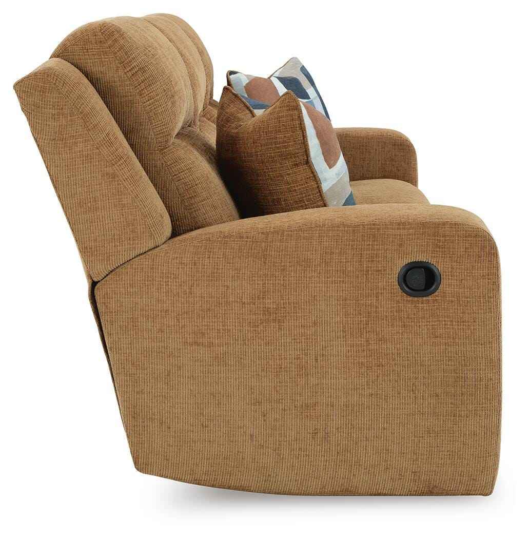 Kanlow Honey Reclining Sofa and Loveseat by Ashley at Eve Furniture