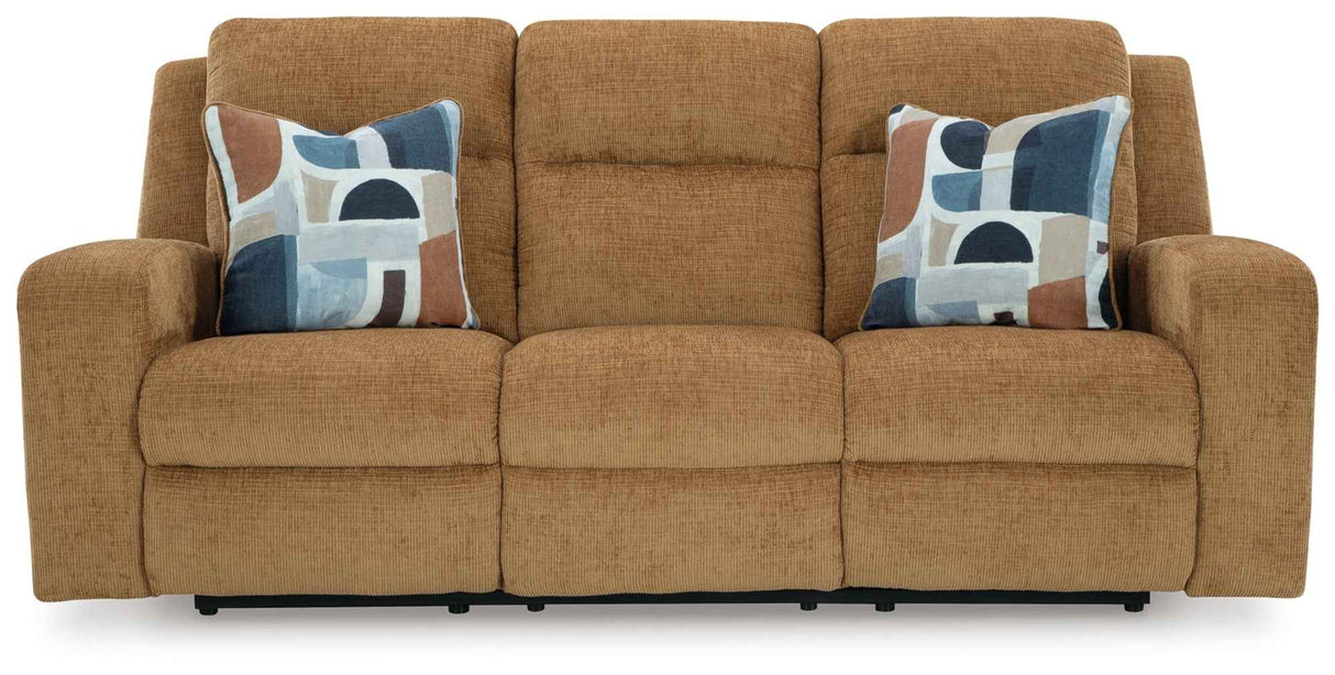 Kanlow Honey Reclining Sofa and Loveseat by Ashley at Eve Furniture