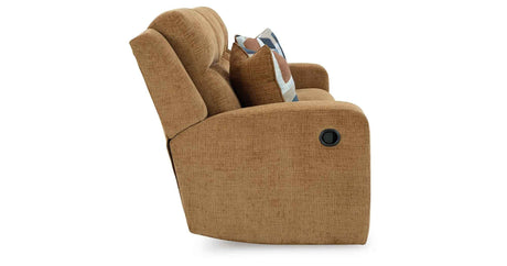 Kanlow Honey Reclining Sofa and Loveseat by Ashley at Eve Furniture