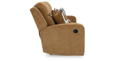 Kanlow Honey Reclining Sofa and Loveseat by Ashley at Eve Furniture
