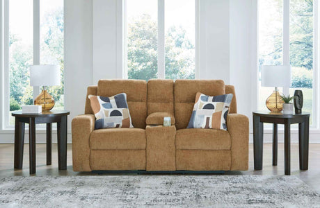 Kanlow Honey Reclining Sofa and Loveseat by Ashley at Eve Furniture