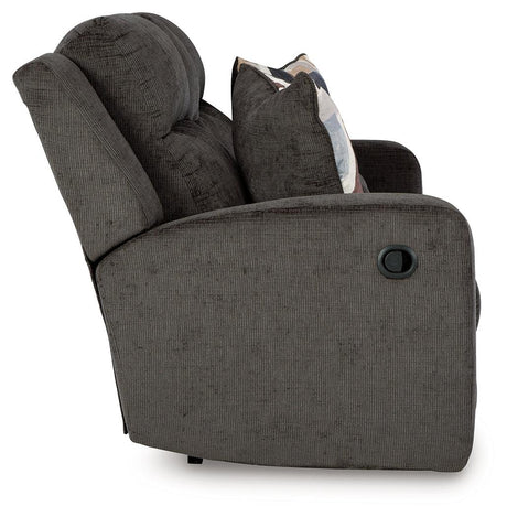 Kanlow Dusk Manual Reclining Loveseat with Console by Ashley at Eve Furniture