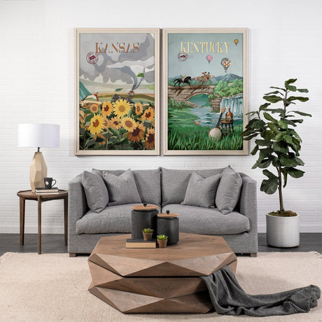 Kansas Go USA (XL) by Mercana Studio a Hand Embellished Decograph Framed Art Print under Glass by Mercana at Eve Furniture