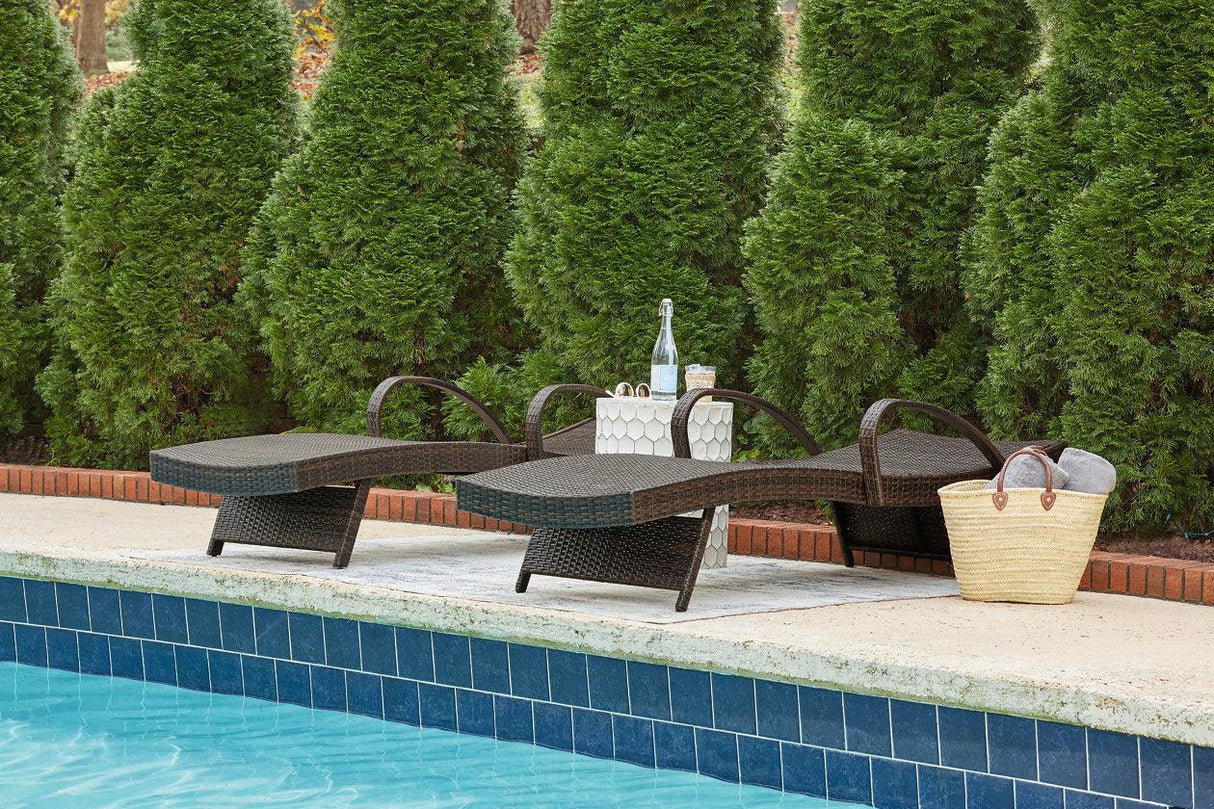 Kantana Brown Outdoor Chaise Lounge (Set of 2) by Ashley at Eve Furniture