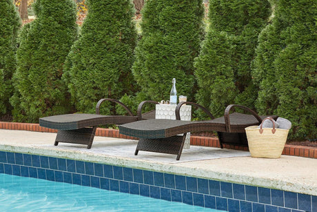 Kantana Brown Outdoor Chaise Lounge (Set of 2) by Ashley at Eve Furniture