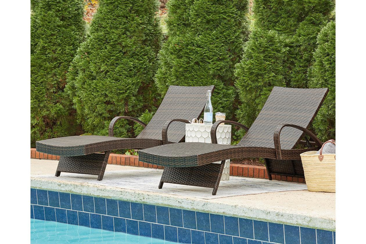 Kantana Brown Outdoor Chaise Lounge (Set of 2) by Ashley at Eve Furniture