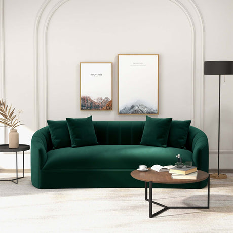 Kante Mid-Century Modern Green Velvet Sofa