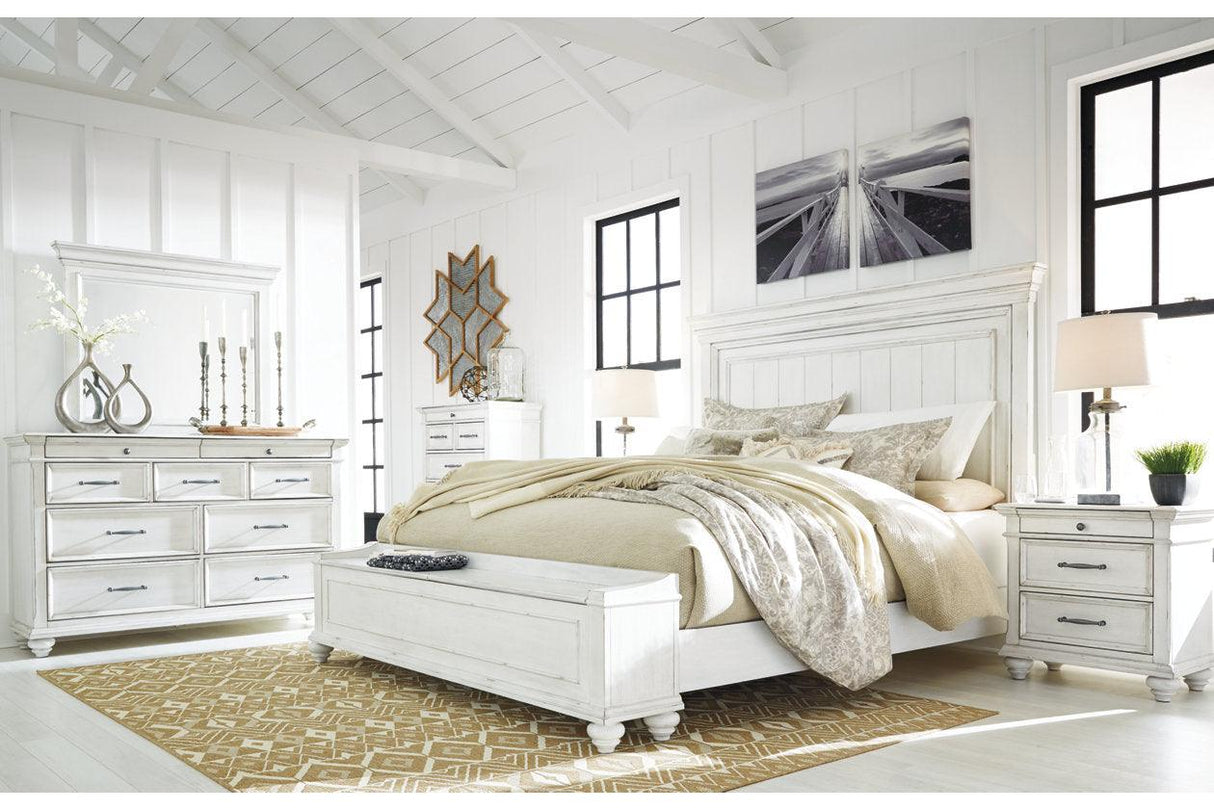 Kanwyn Whitewash California King Panel Bed by Ashley at Eve Furniture
