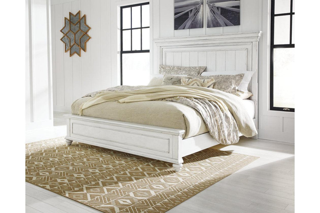 Kanwyn Whitewash California King Panel Bed by Ashley at Eve Furniture