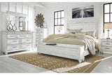 Kanwyn Whitewash California King Panel Bed with Storage Bench by Ashley at Eve Furniture