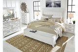 Kanwyn Whitewash California King Panel Bed with Storage Bench by Ashley at Eve Furniture