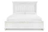 Kanwyn Whitewash California King Panel Bed with Storage Bench by Ashley at Eve Furniture