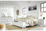 Kanwyn Whitewash California King Panel Bed with Storage Bench by Ashley at Eve Furniture