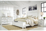 Kanwyn Whitewash California King Panel Bed with Storage Bench by Ashley at Eve Furniture