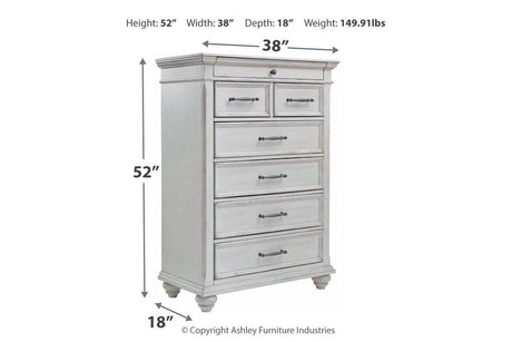 Kanwyn Whitewash Chest of Drawers by Ashley at Eve Furniture