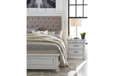 Kanwyn Whitewash King Panel Bed by Ashley at Eve Furniture