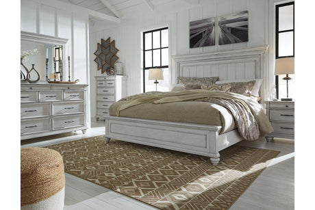 Kanwyn Whitewash King Panel Bed by Ashley at Eve Furniture