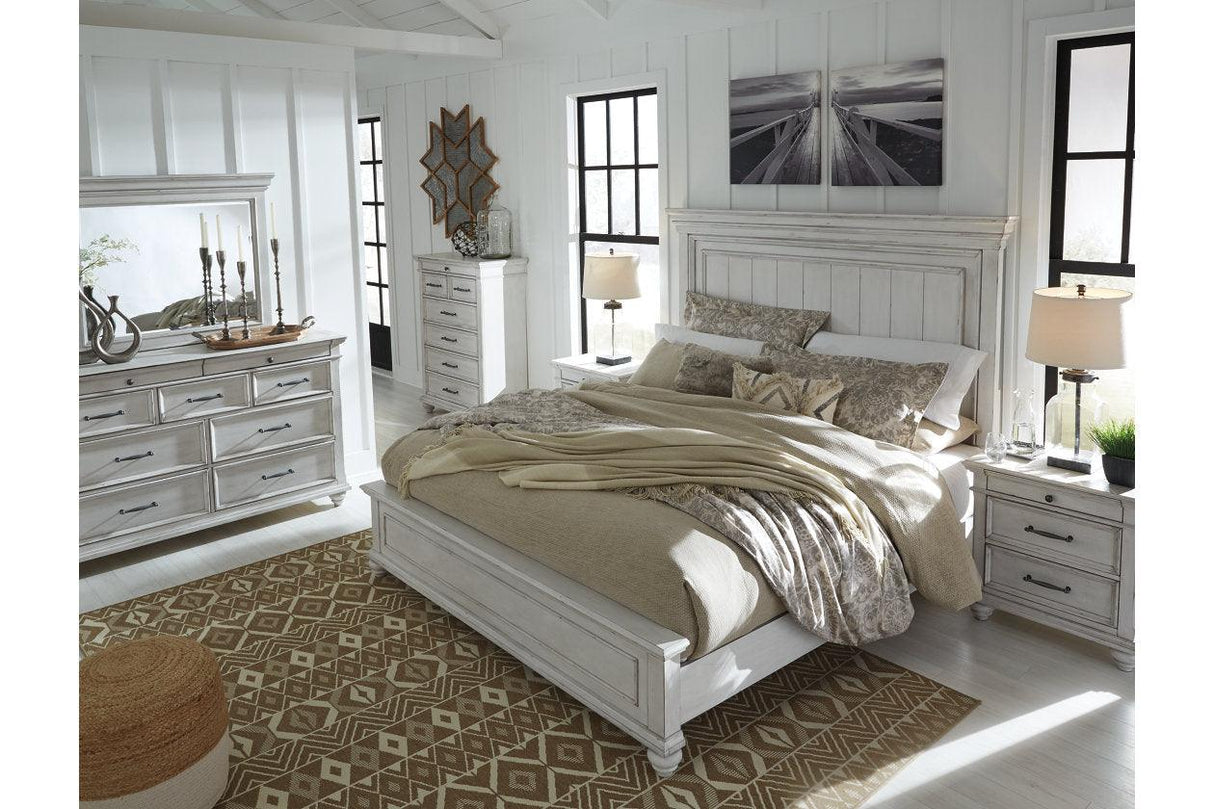 Kanwyn Whitewash King Panel Bed by Ashley at Eve Furniture