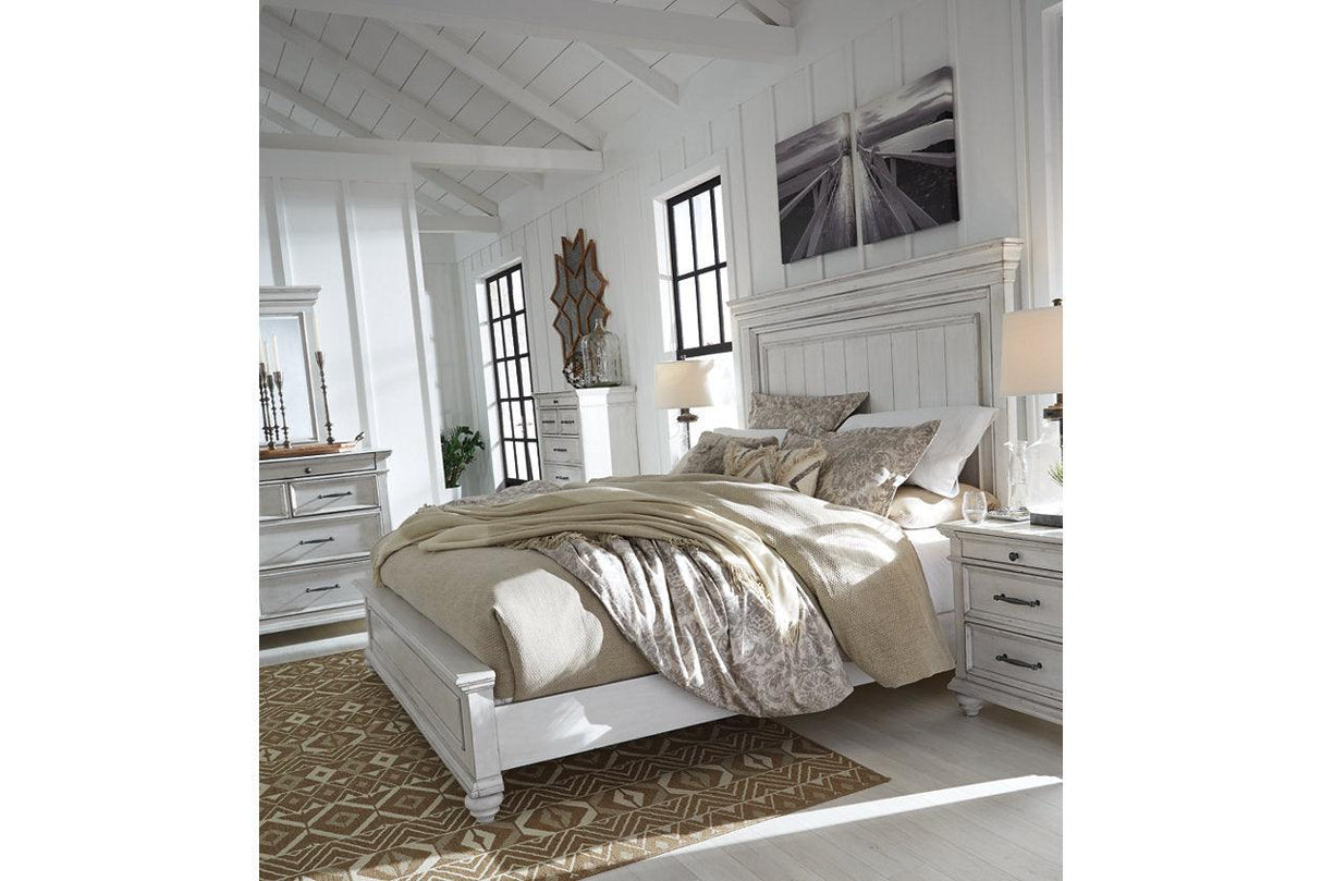 Kanwyn Whitewash King Panel Bed by Ashley at Eve Furniture