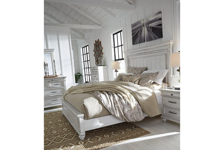 Kanwyn Whitewash King Panel Bed by Ashley at Eve Furniture