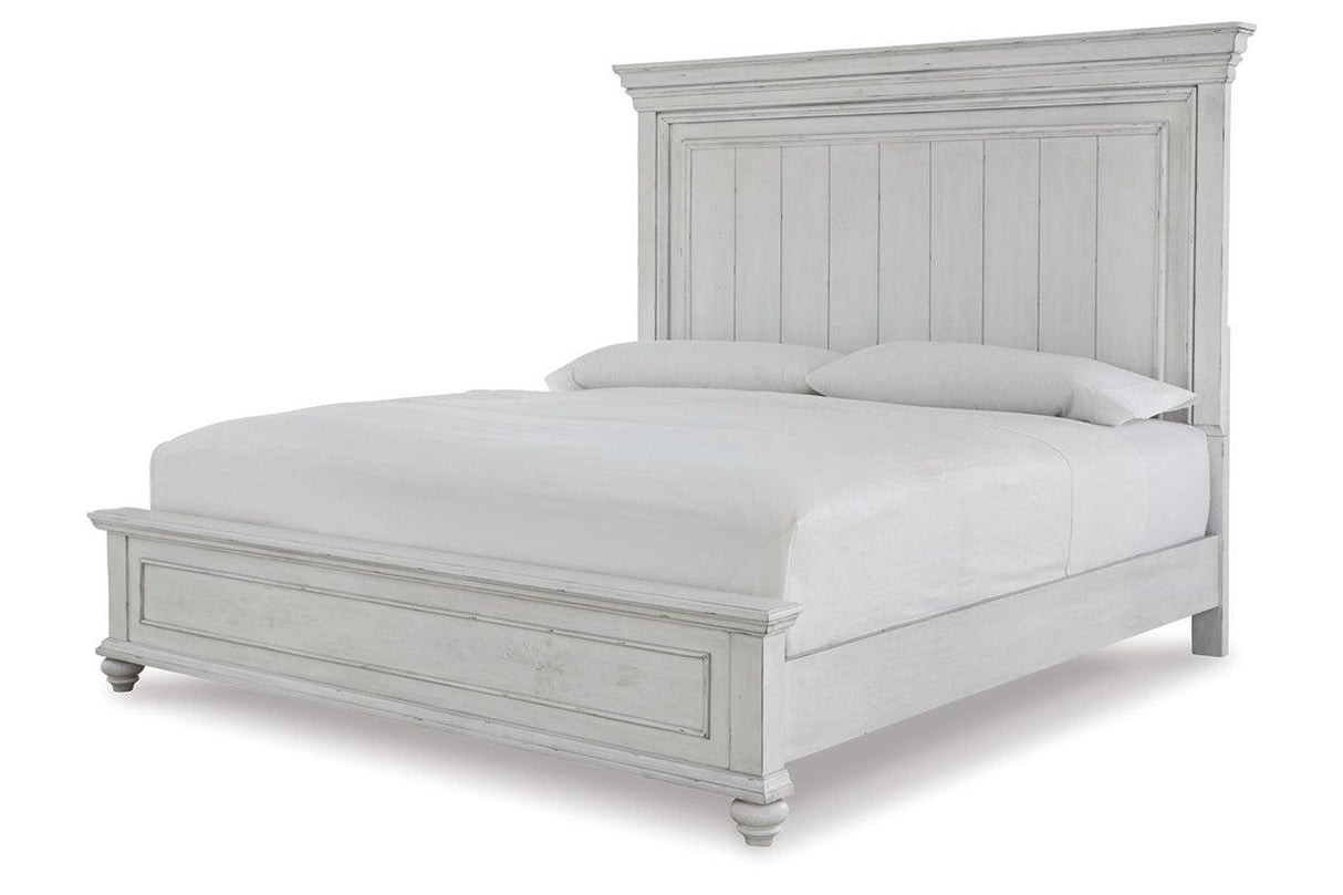 Kanwyn Whitewash King Panel Bed by Ashley at Eve Furniture