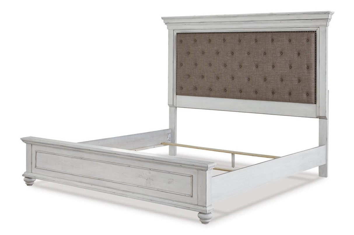 Kanwyn Whitewash King Panel Bed by Ashley at Eve Furniture