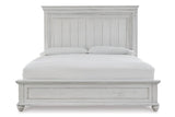 Kanwyn Whitewash King Panel Bed by Ashley at Eve Furniture